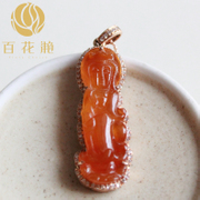 冰糯红翡18K金观音围钻翡翠吊坠BZB00170