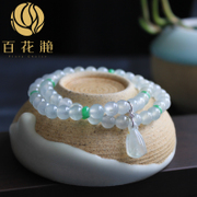 冰种翡翠圆珠双层手串珠链BZB00826