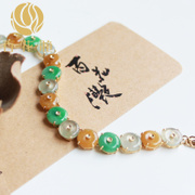 艳彩三色 翡翠平安扣祈福手链BZB00175带证书