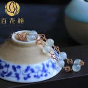 冰种飘花圆珠翡翠手链18K玫瑰金BZB00817